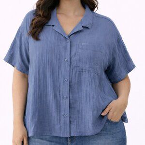 Columbia Holly Hideaway Breezy Top XL NWT Blue Button Front Camp Shirt